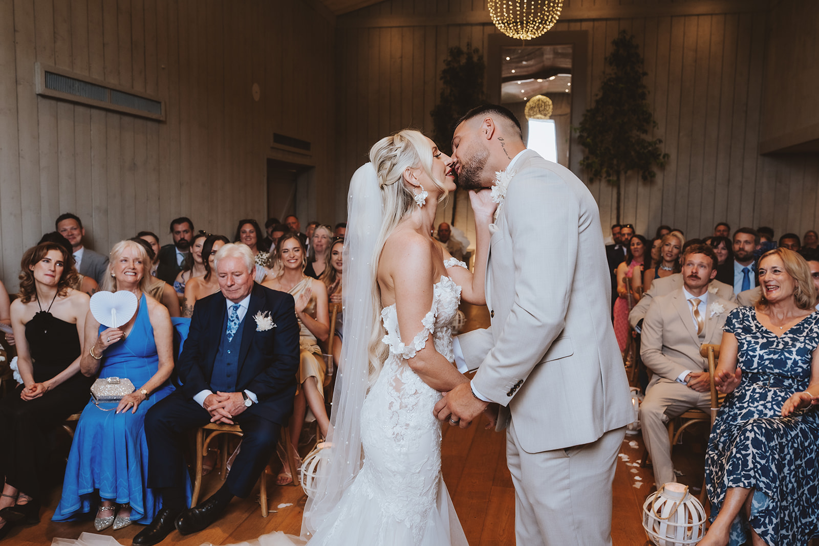 A romantic moment during the ceremony at Primrose Hill Farm.